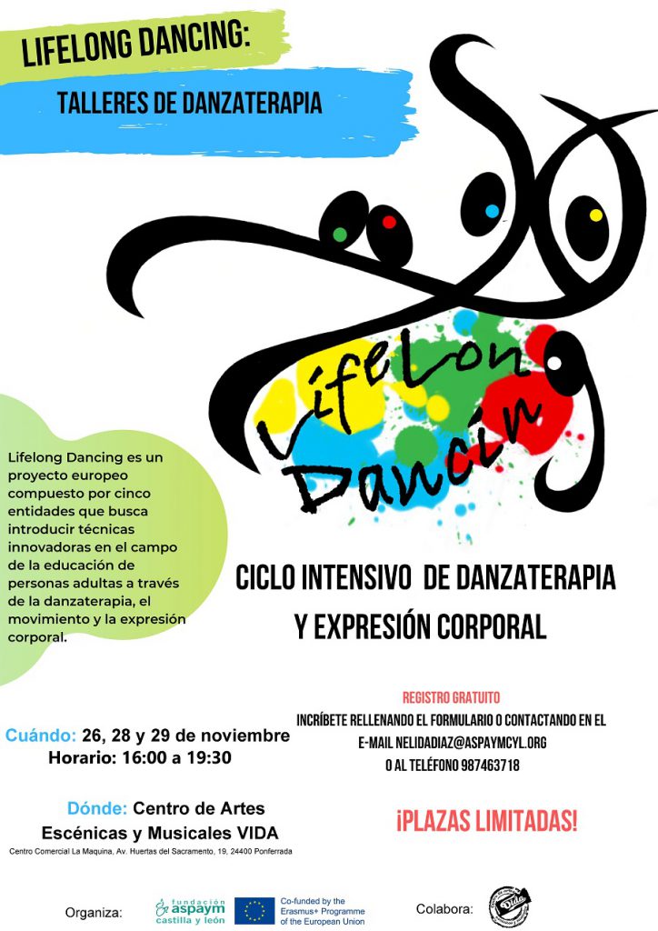 Cartel de los talleres de danzaterapia en Ponferrada