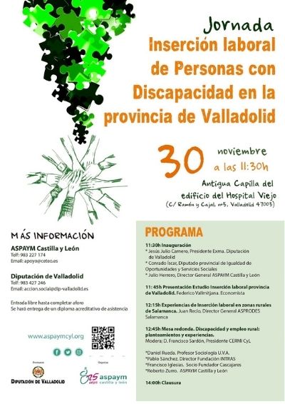 Cartel de la jornada Inserción laboral de personas con discapacidad en la provincia de Valladolid