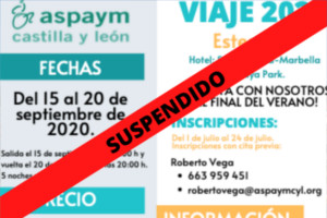 Cartel del viaje indicando su suspensión