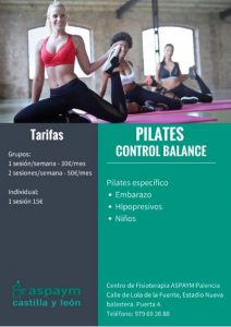 Cartel informativo de las sesiones de Pilates en Palencia