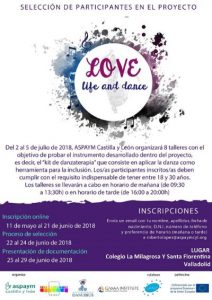 Cartel para la selección de participantes en el proyecto "Love life and dance"