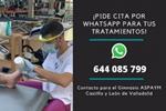 Solicitud de citas por Whatsapp al teléfono 644 085 799 para el gimnasio de Valladolid