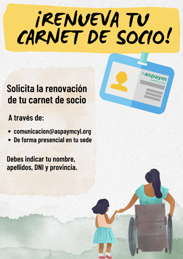 Cartel para la renovación del Carnet de Socio de ASPAYM CYL