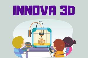 INNOVA 3D con niños frente a impresora 3d