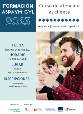 Formación ASPAYM CYL 2023 - Curso de Atención al Cliente en Ávila