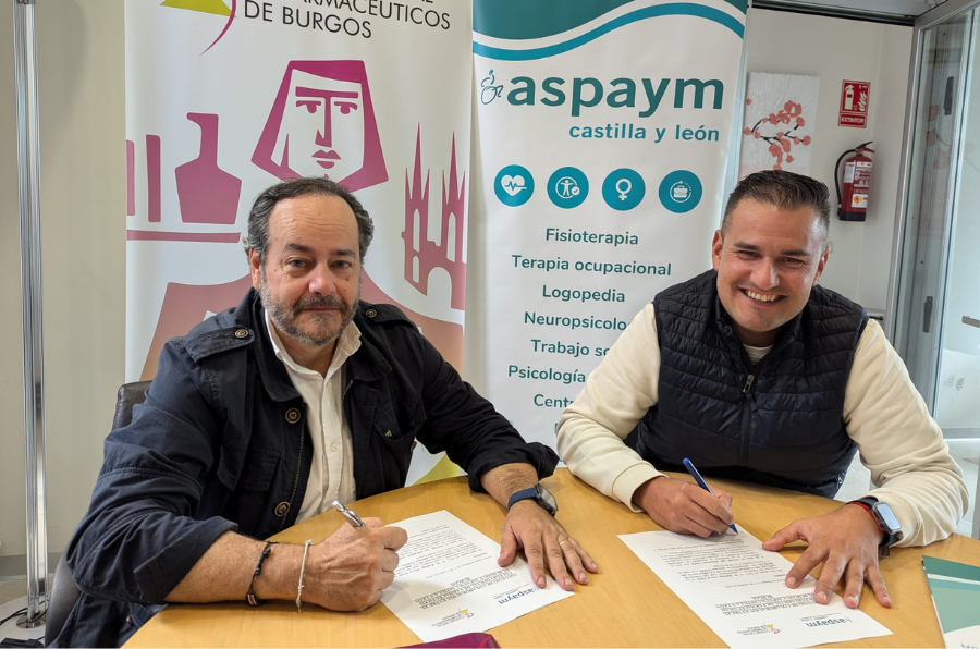 Firma del convenio entre ASPAYM Castilla y León y el Colegio Oficial de Farmacéuticos de Burgos